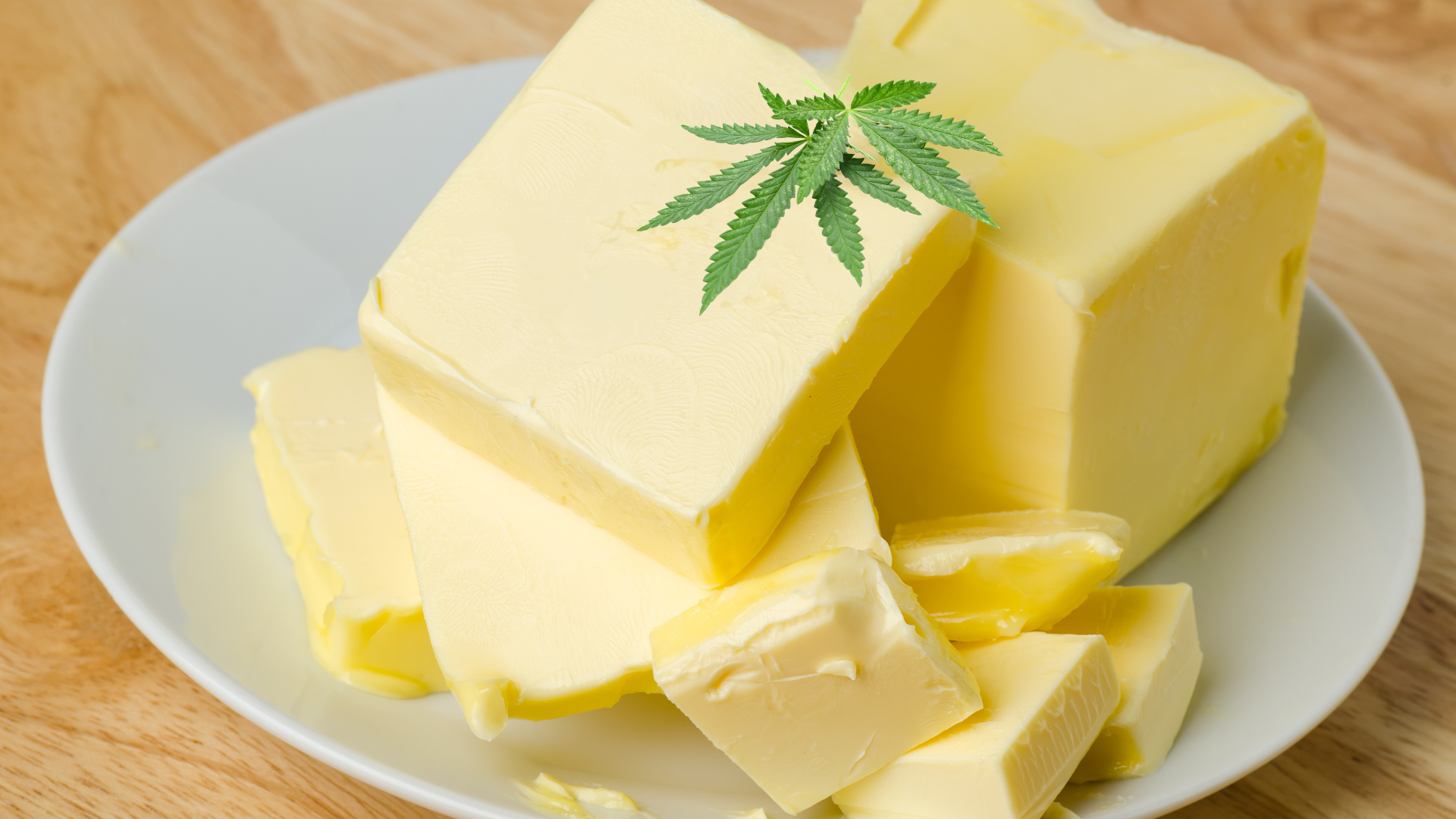 Cannabutter mit Hanfblatt